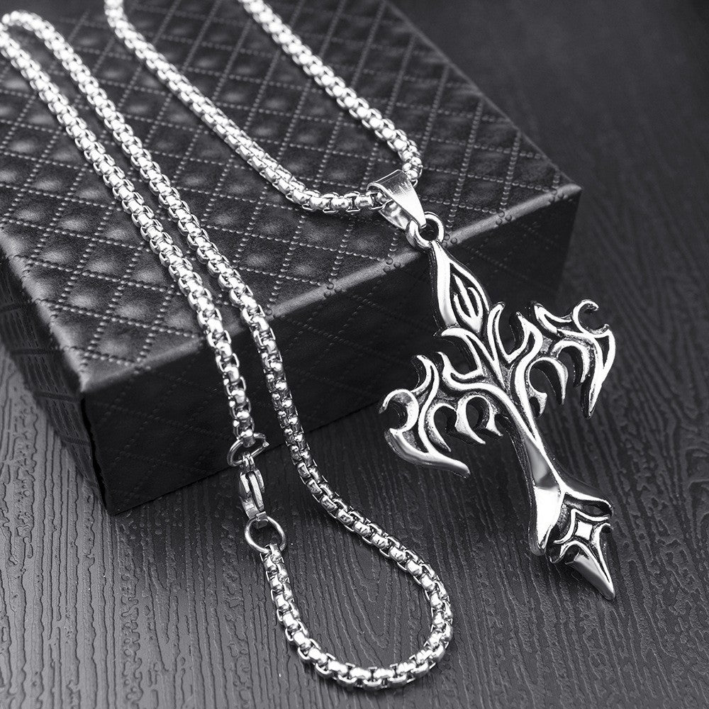 Wholesale  pendant disco long titanium steel chain net red hip hop necklace dry firewood fire jewelry